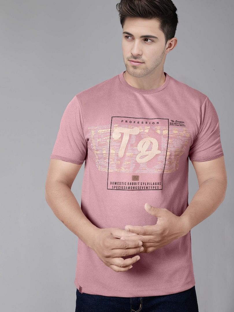 Authenzaa Men Round Neck T-Shirt BKRNT004 Pink 