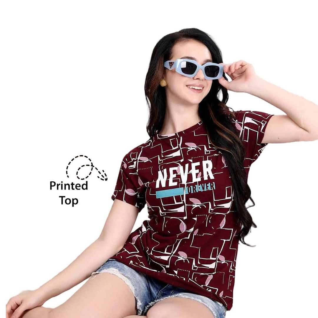 Authenzaa Women T-Shirt ACWTS021  Burnt Maroon 