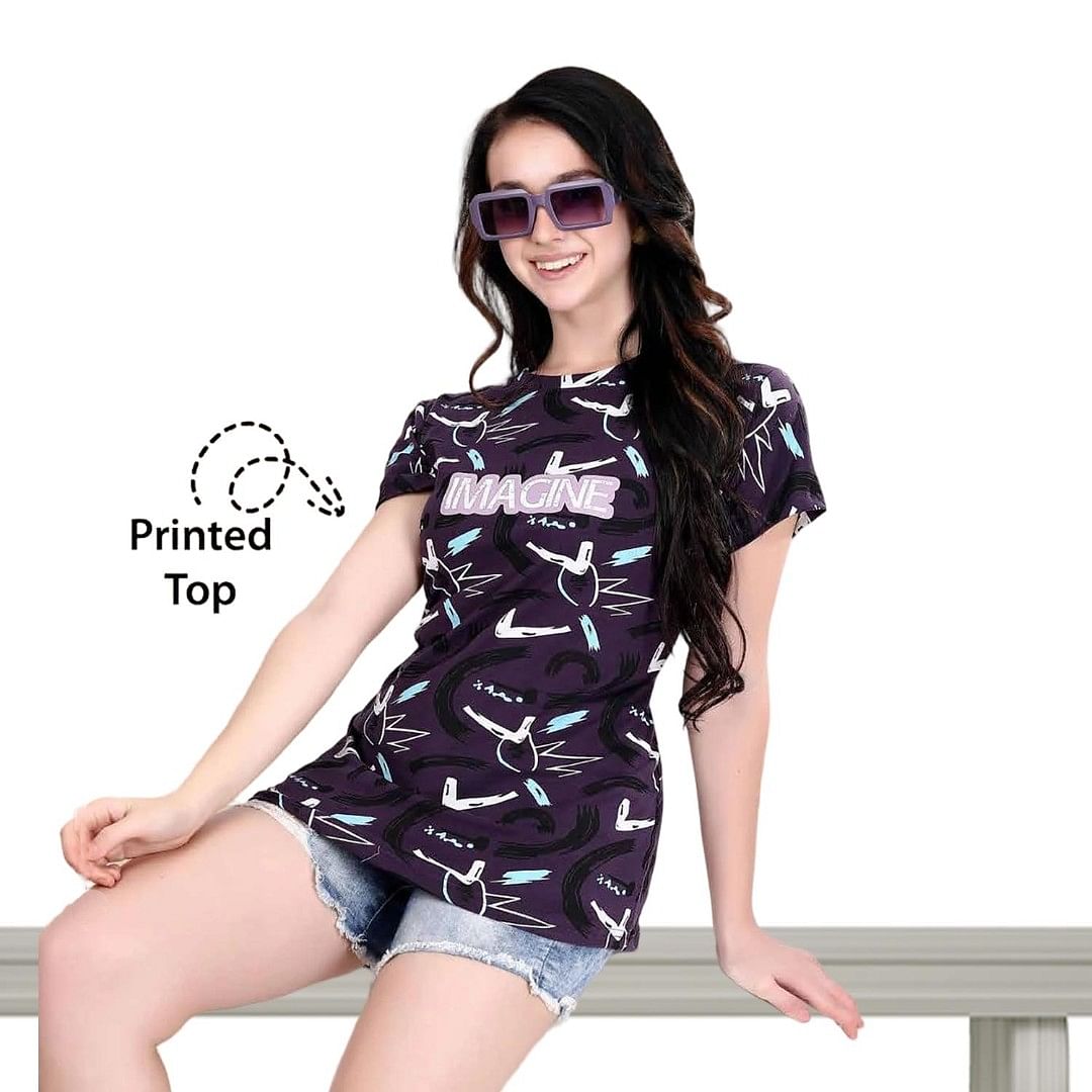 Authenzaa Women T-Shirt ACWTS024 DARK SLATE  