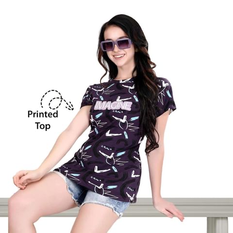Authenzaa Women T-Shirt ACWTS024 DARK SLATE  