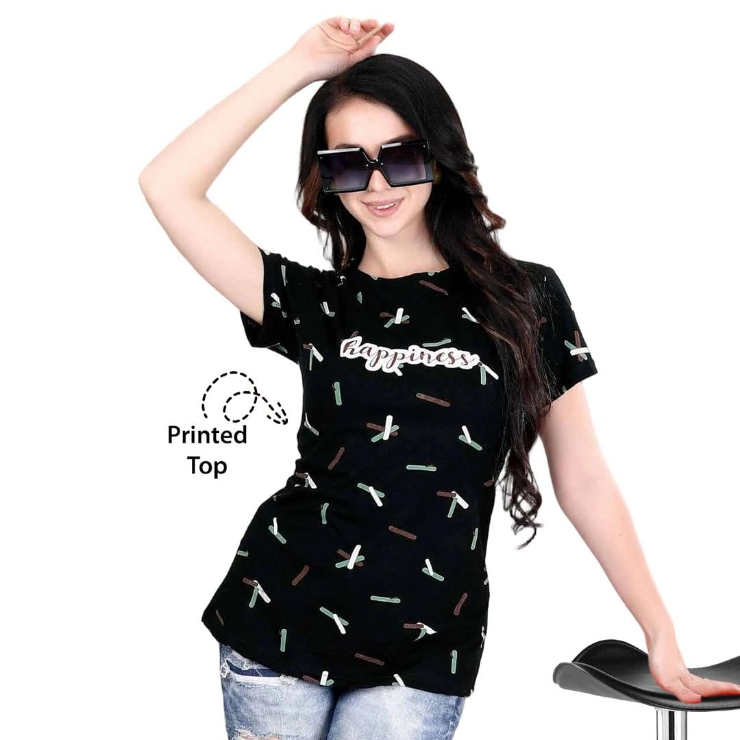 Authenzaa Women T-Shirt ACWTS030  BLACK 