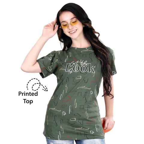 Authenzaa Women T-Shirt ACWTS031 DARK GREEN 