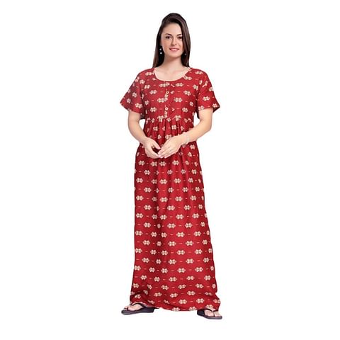 Authenzaa Women Nighty SMWN027 Red 