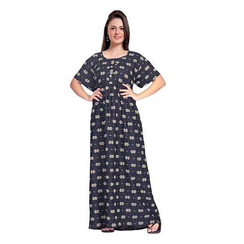 Authenzaa Women Nighty SMWN027  Navy 