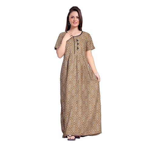 Authenzaa Women Nighty SMWN028 Brown 