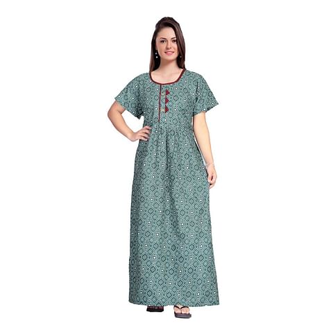 Authenzaa Women Nighty SMWN028 Aqua 