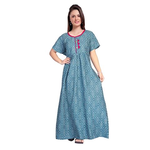 Authenzaa Women Nighty SMWN028  Turqoise 