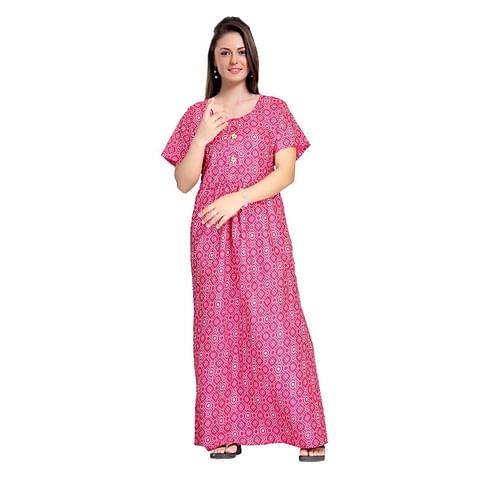 Authenzaa Women Nighty SMWN029  Pink 