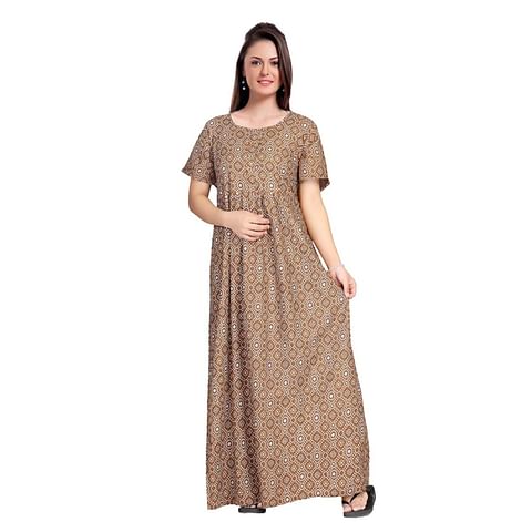 Authenzaa Women Nighty SMWN029  Brown 