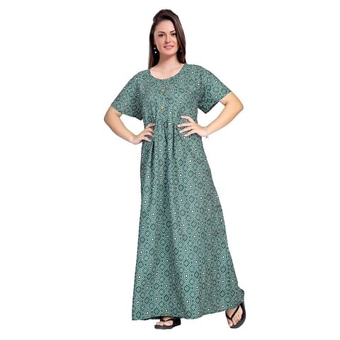 Authenzaa Women Nighty SMWN029 Aqua 
