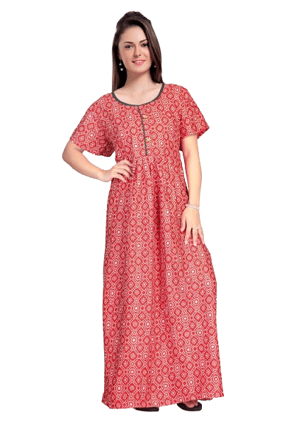 Authenzaa Women Nighty SMWN028 Red 