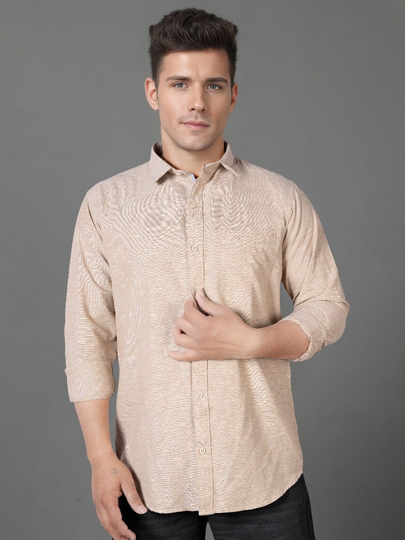 Authenzaa Men Casual Shirt SFCS071 Khakhi 