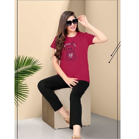 Authenzaa Women 2PC Nighty AC2N047 Maroon 