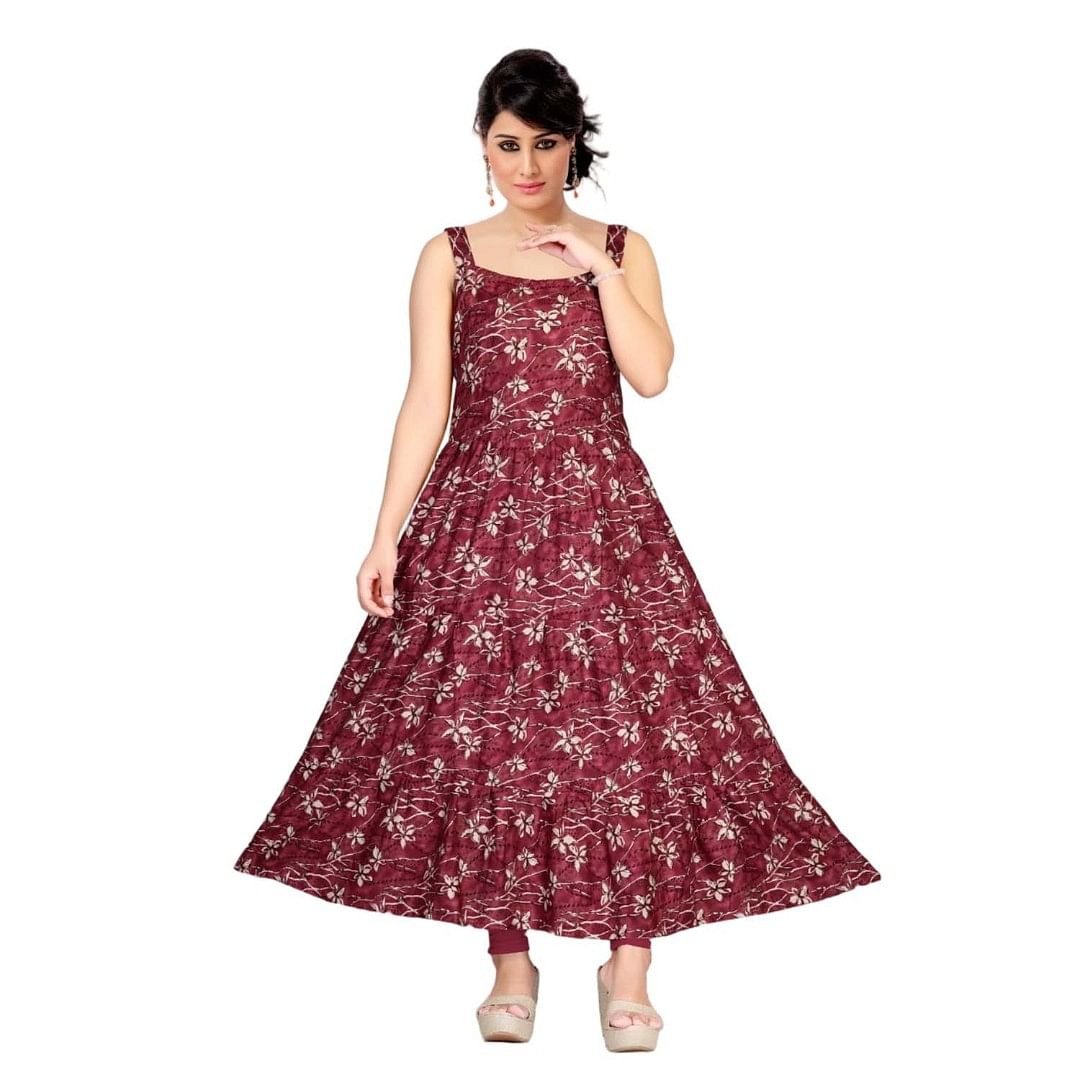 Authenzaa Women Kurti  SMCKT092 Maroon 