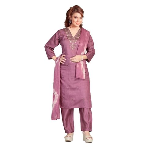Authenzaa Women 3pcs Kurti  Set SMCKS003 Rose Gold 