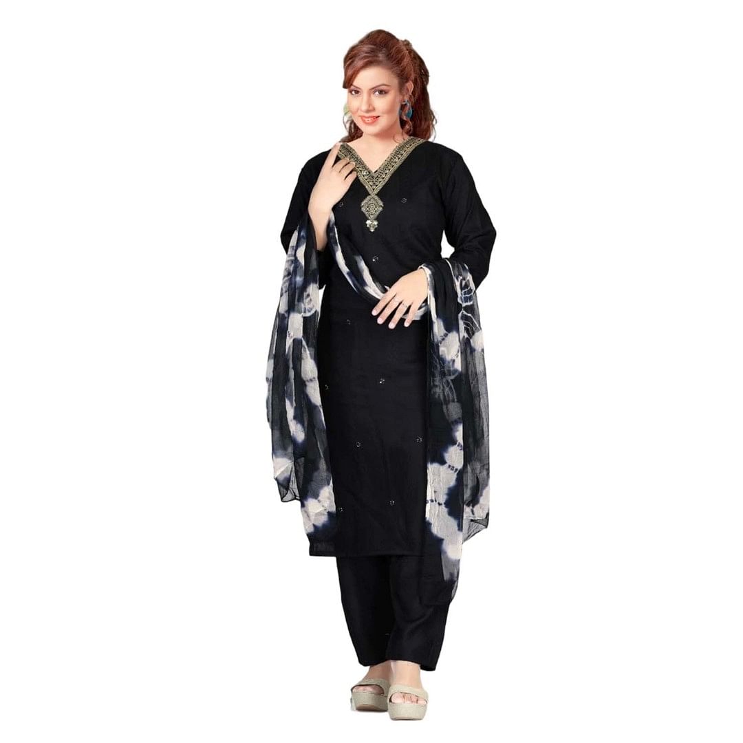 Authenzaa Women 3pcs Kurti Set SMCKS005 Black 