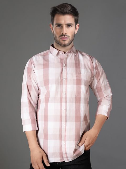 Authenzaa Men Casual Shirt SFCS079 Mauve Chex 