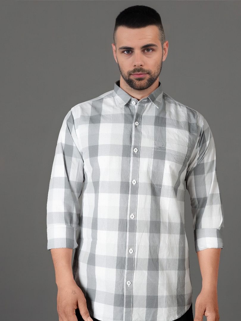 Authenzaa Men Casual Shirt SFCS080 Ash Chex 