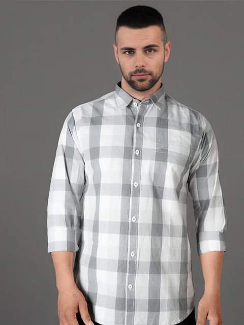 Authenzaa Men Casual Shirt SFCS080 Ash Chex 