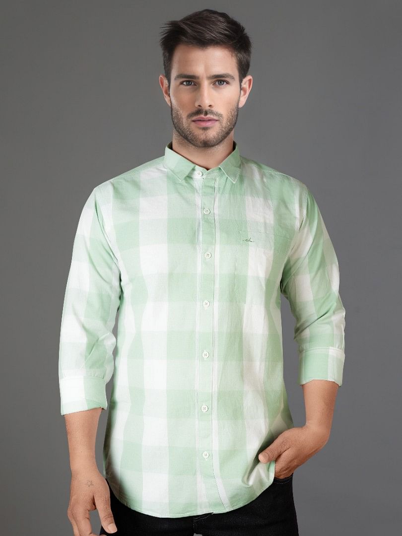 Authenzaa Men Casual Shirt SFCS081 Pista Chex 