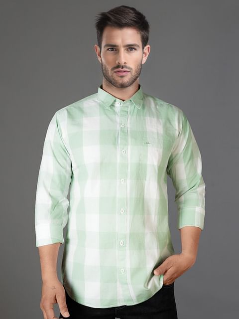 Authenzaa Men Casual Shirt SFCS081 Pista Chex 