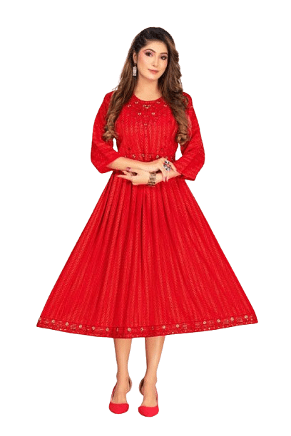 Authenzaa Women Kurti SMCKT096 Red 