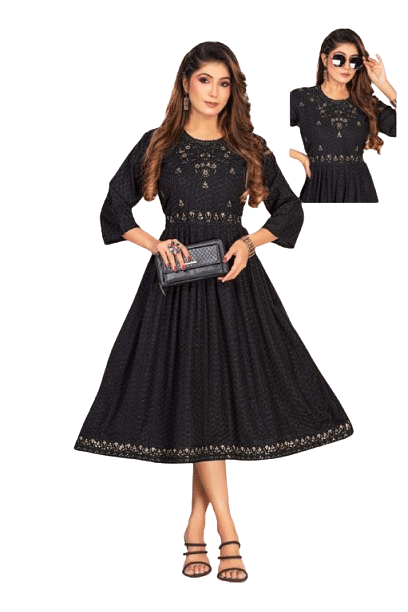 Authenzaa Women Kurti SMCKT097 Black 