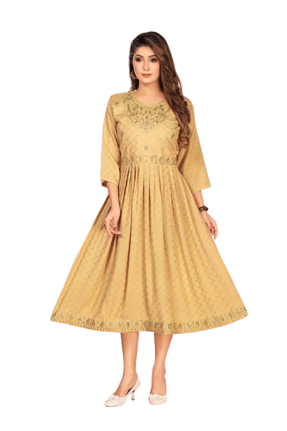 Authenzaa Women Kurti SMCKT098 Beige 