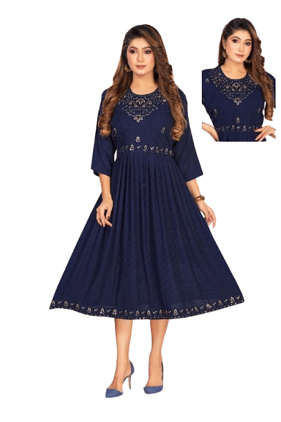 Authenzaa Women Kurti SMCKT099 Navy 