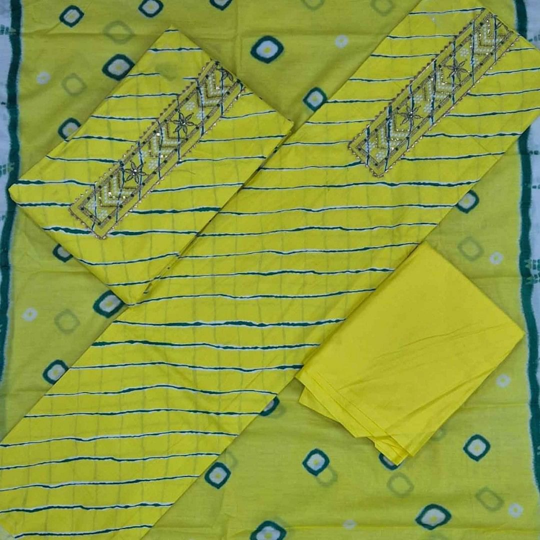 Authenzaa Women Dress Material ASDM001 Yellow 