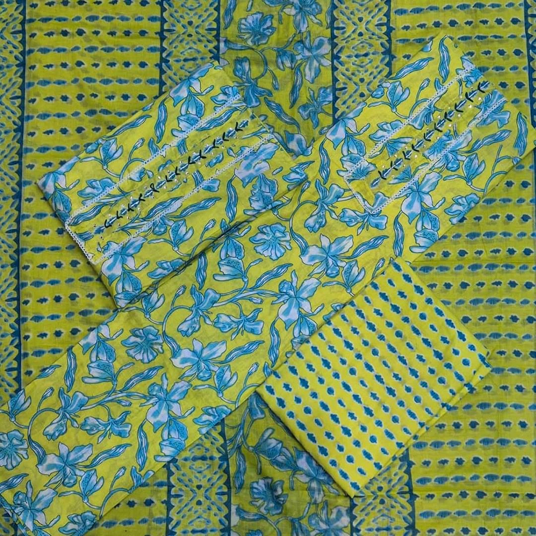 Authenzaa Women Dress Material ASDM001 Light Yellow 
