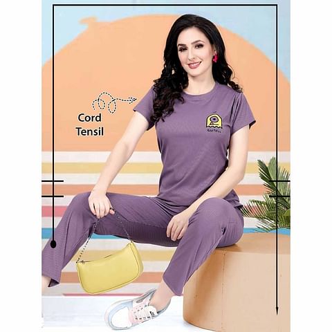 Authenzaa Women 2PC Nighty AC2N059 Purple 