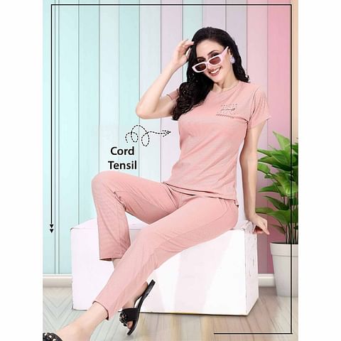 Authenzaa Women 2PC Nighty AC2N061 CreamTan 
