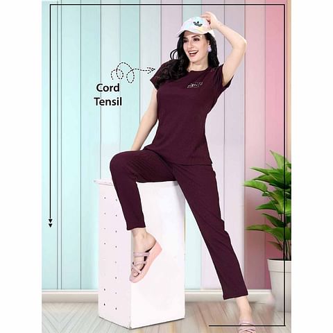 Authenzaa Women 2PC Nighty AC2N064 Brown 