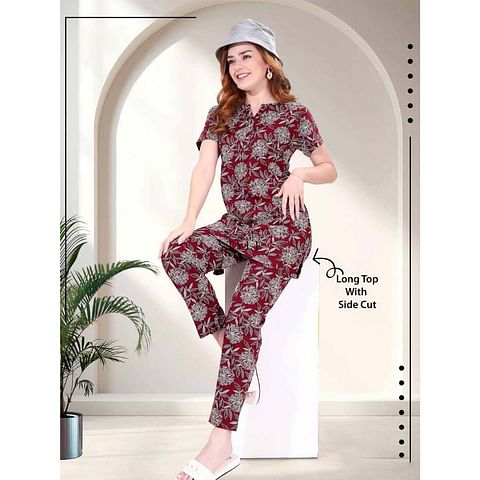 Authenzaa Women 2 PC Nighty AC2N067 Multi 