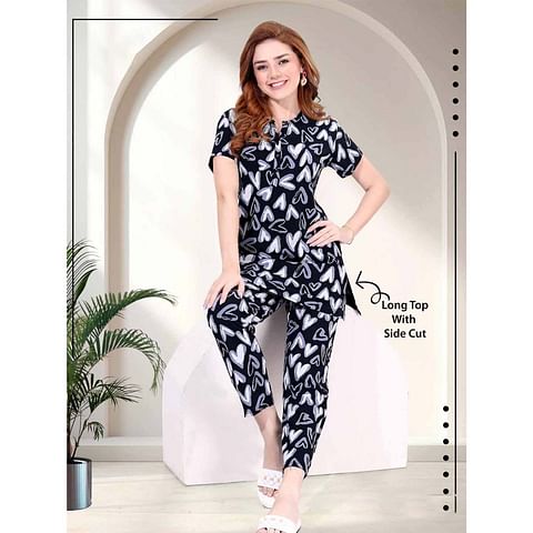 Authenzaa Women 2 PC Nighty AC2N068 Navy 