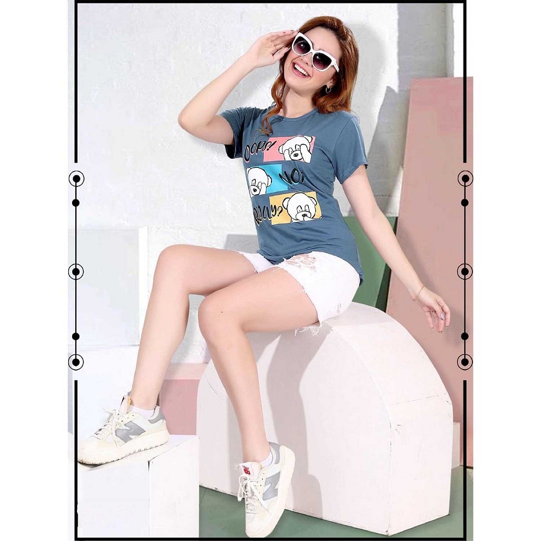 Authenzaa Women T-Shirt ACWTS034 Denim 