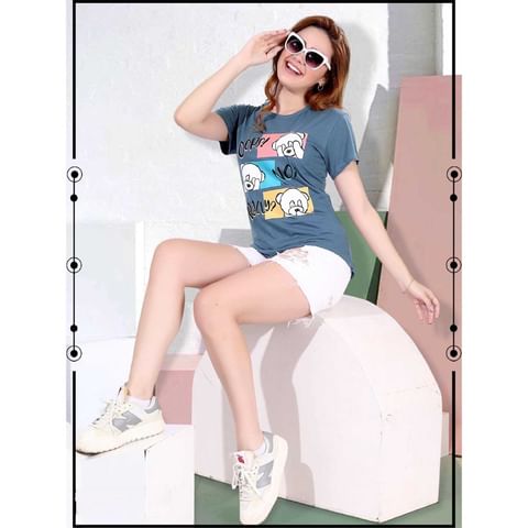 Authenzaa Women T-Shirt ACWTS034 Denim 