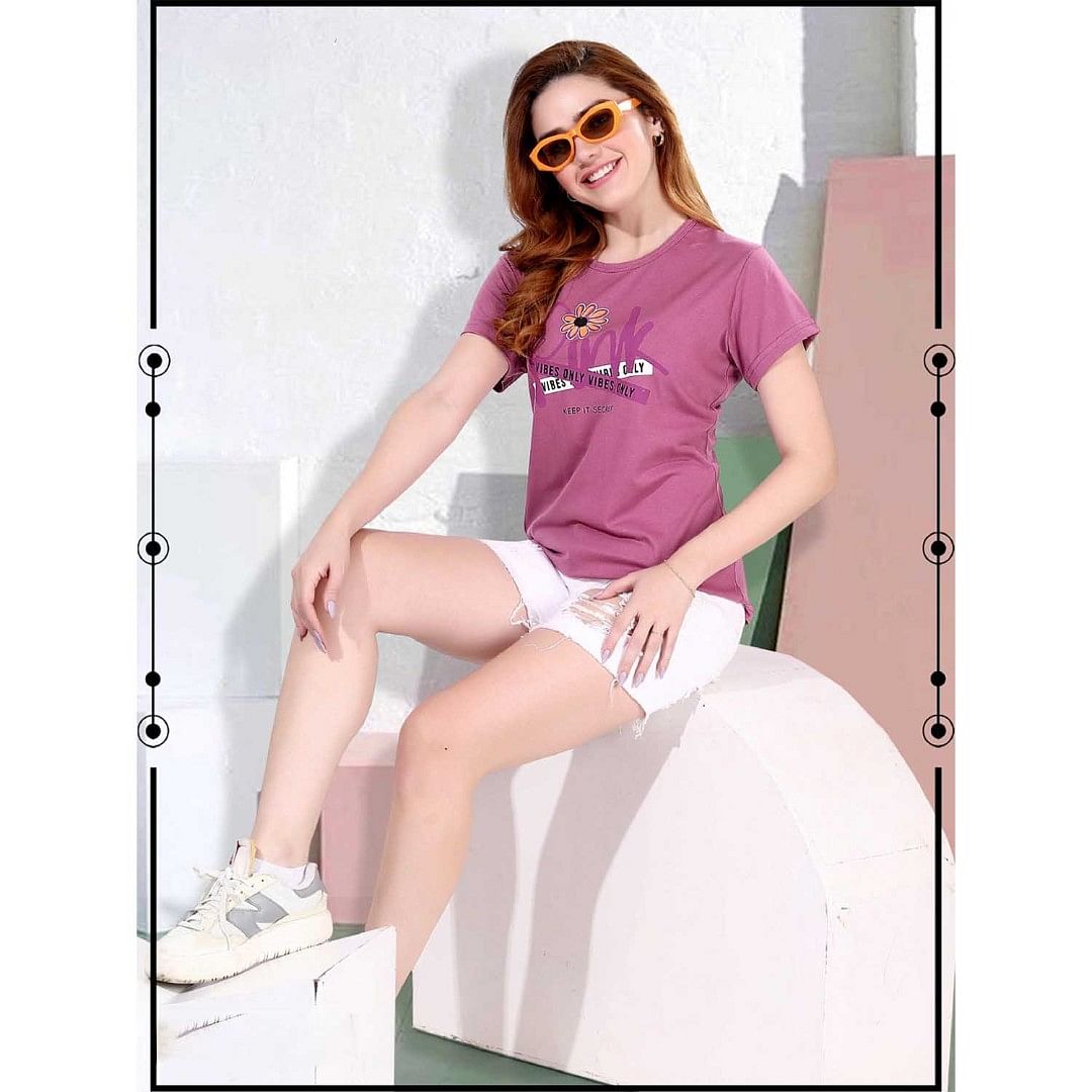 Authenzaa Women T-Shirt ACWTS035 Purple 