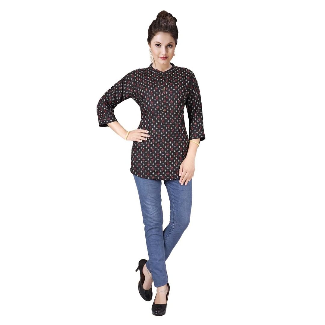 Authenzaa Women Short Kurti EVSWKT001 Black 