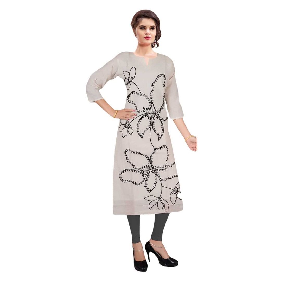 Authenzaa Women Kurti EVWKT014 Cream 