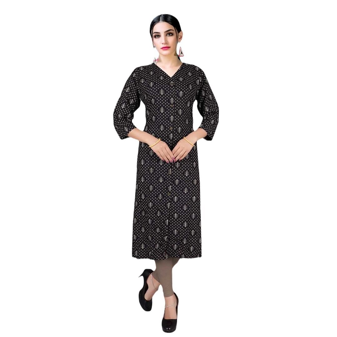Authenzaa Women Kurti EVWKT015 Black 