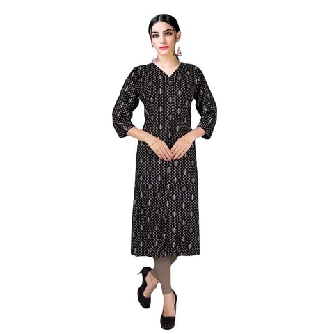 Authenzaa Women Kurti EVWKT015 Black 