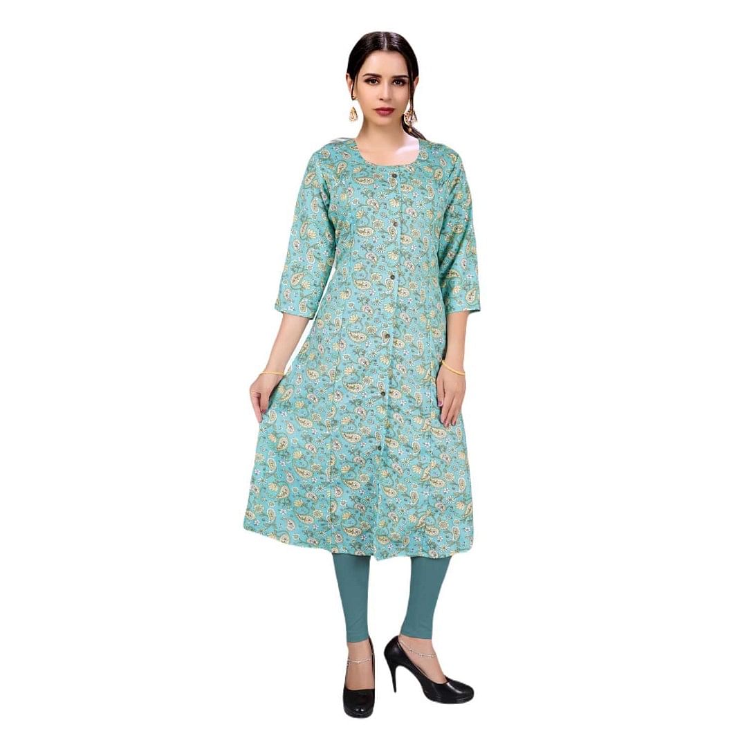 Authenzaa Women Kurti EVWKT016 Turquoise 