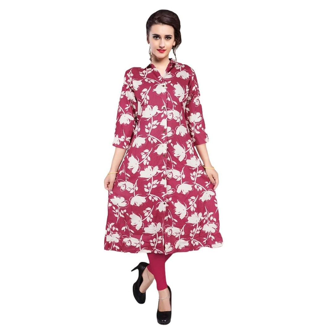 Authenzaa Women Kurti EVWKT017 Burgundy 