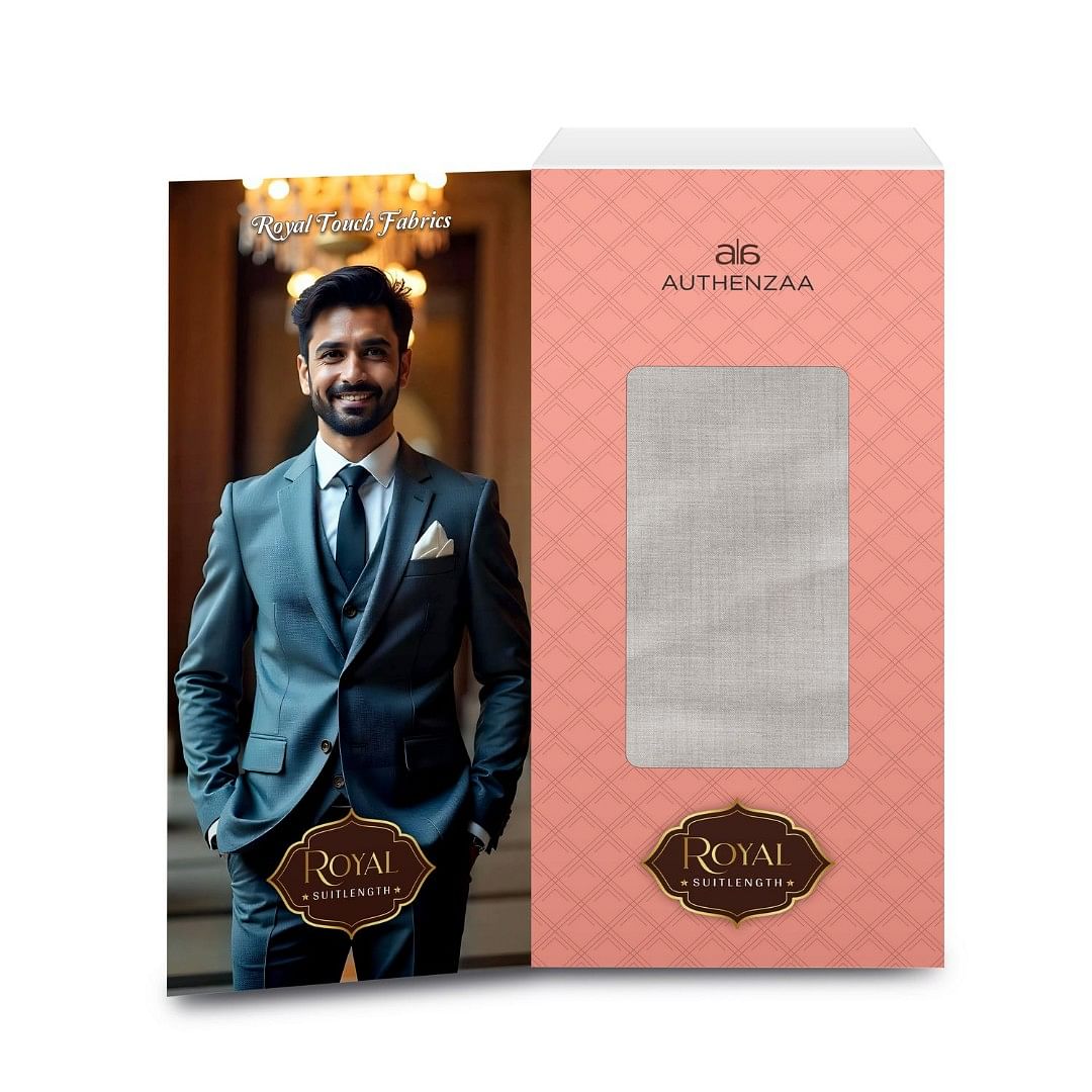 Authenzaa Men Royal Suit Length Fabric EXE006 Chalk 