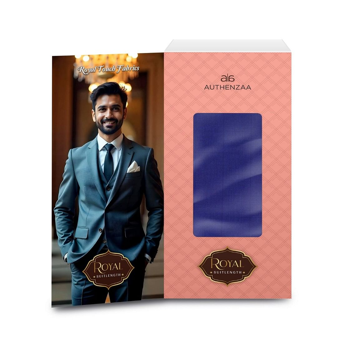 Authenzaa Men Royal Suit Length Fabric EXE006 Imperial Blue 