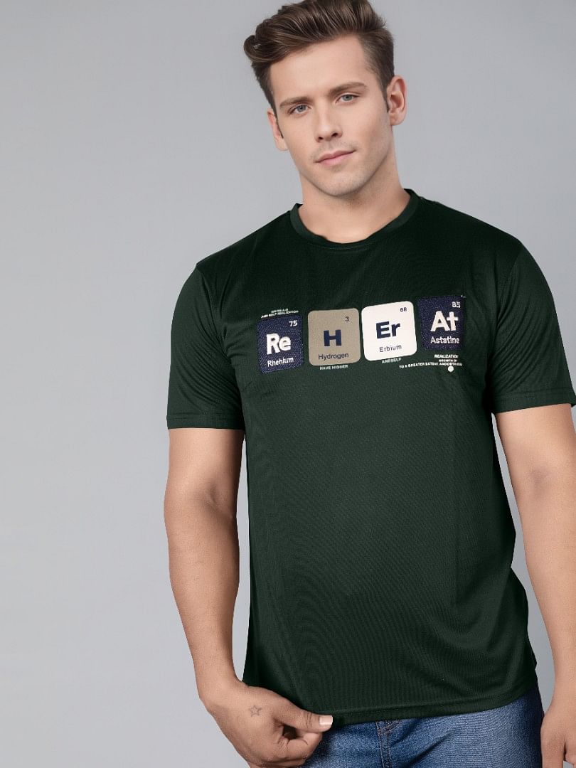 Authenzaa Round Neck T-Shirt GKRNT001 Bottle Green 
