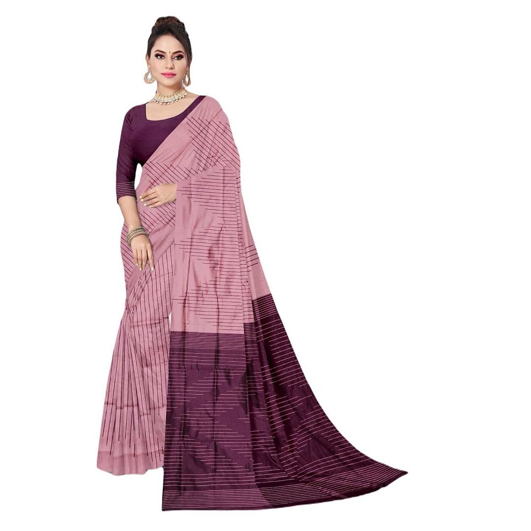 Authenzaa Women Saree ASWS059  Pink 