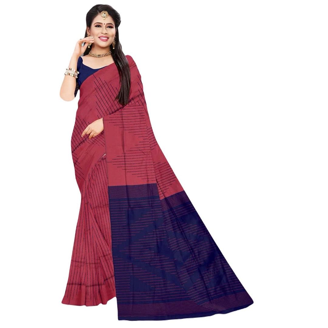 Authenzaa Women Saree ASWS059  Carrot 